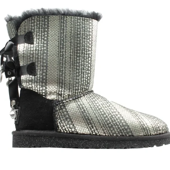 UGG Ugg Bailey Bow
Bling Flat Boot Sparkly Gray Boots Size 6 - Picture 1 of 15